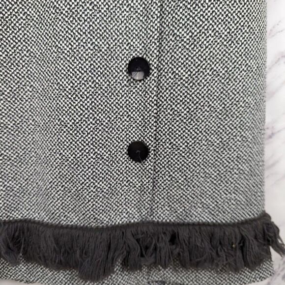 Vintage 70s Black Tweed Fringe Mock Neck Dress Long Sleeve ILGWU Mod Size Medium - Picture 3 of 9